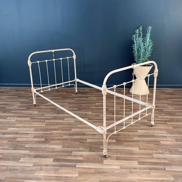 Antique Farmhouse Twin-Size Painted Iron Bed, c.1930’s 