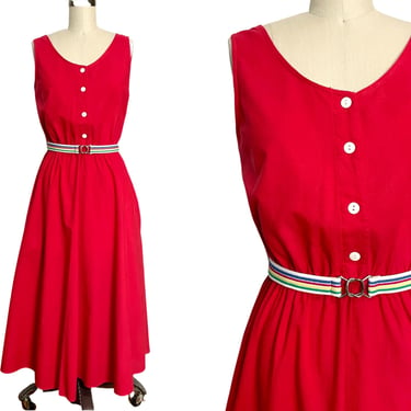1970s red sleeveless sundress - size small 