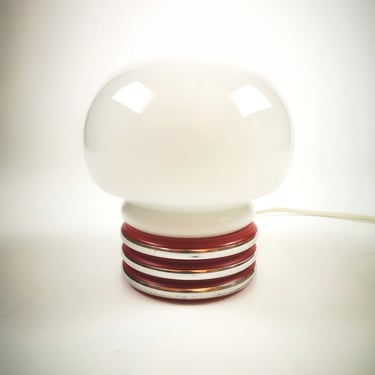 Vintage Mushroom Table 70s Lamp, Space Age Design Light, Atomic Light, Mushroom Vintage Lamp, MCM Lamp, Vintage White and Red Lamp, Vintage 