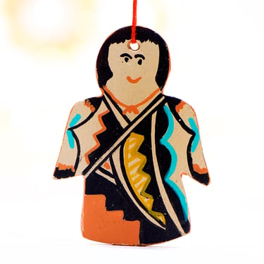 VINTAGE: Pottery Ornament - Native American - Doll Figurine - Ethnic Tribal Doll - SKU 15-C1-00017308 