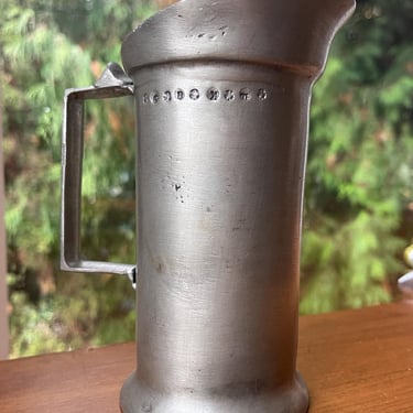 Antique Pewter Litre Measuring Pitcher 