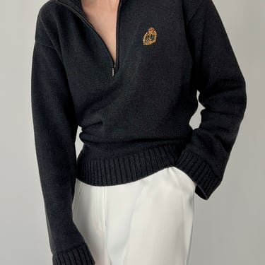 Vintage Ralph Lauren Graphite Crest Quarter Zip Sweater