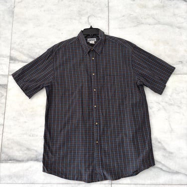 Y2K Vintage Aeropostale Shirt Button Down Blue Plaid Skater Grunge Mens Large 