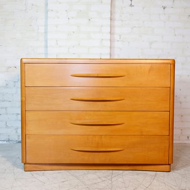 Vintage MCM solid maple 4 drawer Heywood Wakefield dresser on hidden caster wheels | Free delivery in NYC and Hudson Valley areas 
