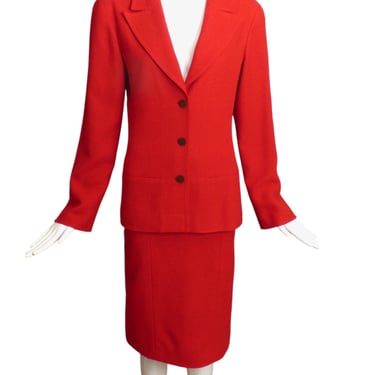 CHANEL BOUTIQUE- 1998 Red Wool Skirt Suit, Size 10