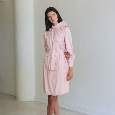RARE 1960s Geoffrey Beene baby pink raw silk coat dress 