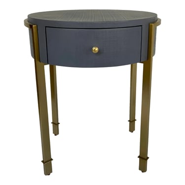 Villa & House Modern Gray Lacquered Linen Bodrum Side Table