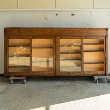 Oak Sliding Door Bookcase