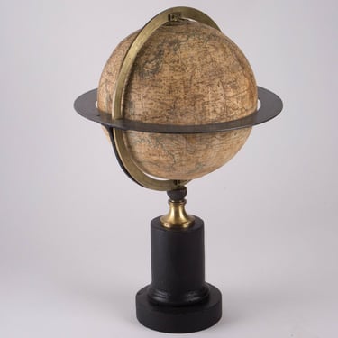 1844 Charles Dien French antique Terrestrial globe 10 " copper engraving
