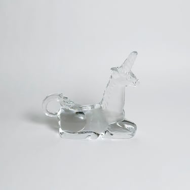 Kosta Boda Unicorn, Zoo Series Glass Paperweight, Made in Sweden, Vintage 1970’s 