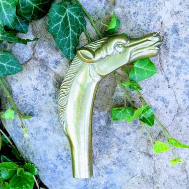 Brass Horse Head Cane Handle~Vintage Brass Horse Statue~Solid Brass Cast Cane Handle~Equestrian Collectible~Realistic Horse~JewelsandMetals. 