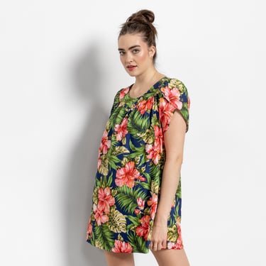 HAWAIIAN DRESS MINI Tent MuuMuu Vintage Summer Sun Loose / Large Medium 