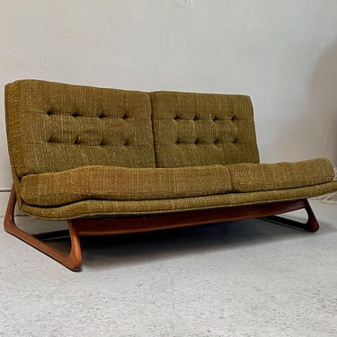 Adrian Pearsall for Craft Associates Love Seat | Mid Century Seating | 1960s design | Olive Green and Walnut Wood 