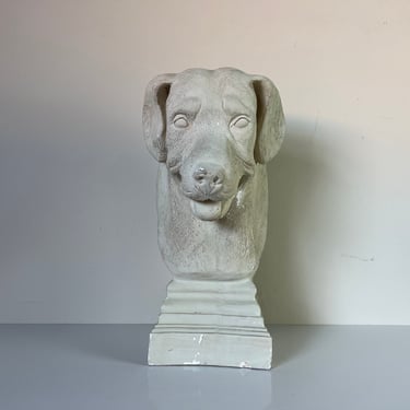 Vintage Labrador Dog Bust Head Plaster Sculpture 