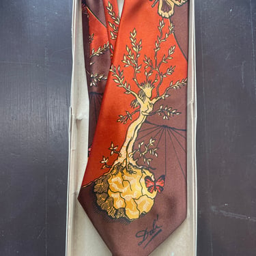 Salvador Dali Tree Nymph & Butterfly Necktie Surreal Art Tie 1940’s 