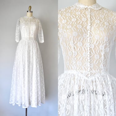 Marbella vintage 1950s lace wedding dress, wedding gown, vintage wedding dress, white lace dress,harajuku, fairycore 
