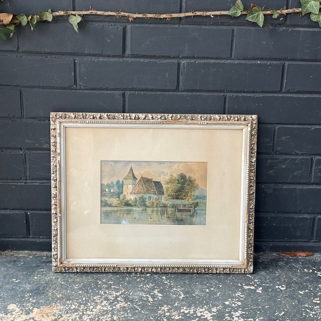 Vintage 20th Century Watercolor Unknown Artist Mid-Century Winter ...