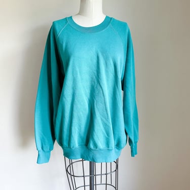 Vintage 1980s Teal Crewneck Sweatshirt / XL 