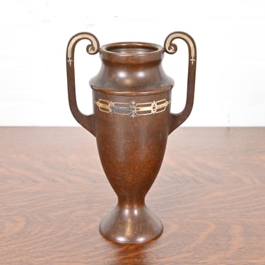 Heintz Arts & Crafts Sterling Silver on Bronze Amphora Vase