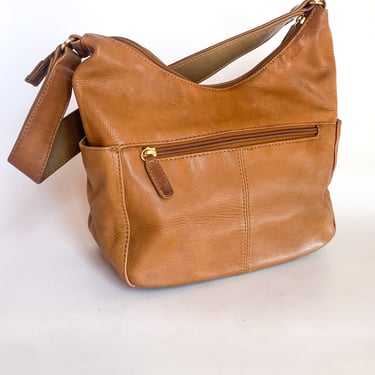 1990s Natural Tan Leather Shoulder Bag