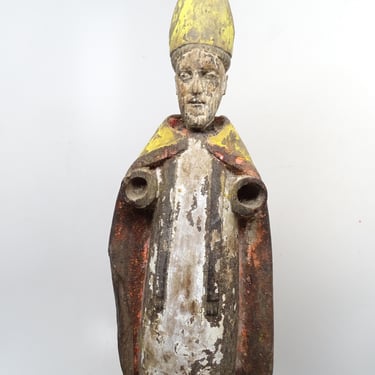 Large 14 Inch Antique 1800's Wooden  Santos, Hand Carved Wood Bulto, Vintage Religious Church Saint Statue,  Philippines 