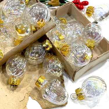 VINTAGE: 20pcs - Small Glass Ornaments - Feather Tree Ornaments - Holiday Ornaments - Decorations - Crafts - SKU 00006630 