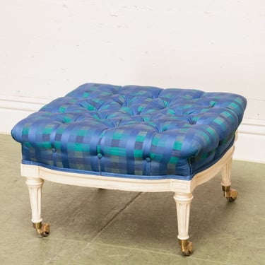 Gingham Blue Vintage Ottoman