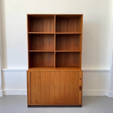 Danish Teak Tambour Door Bookcase
