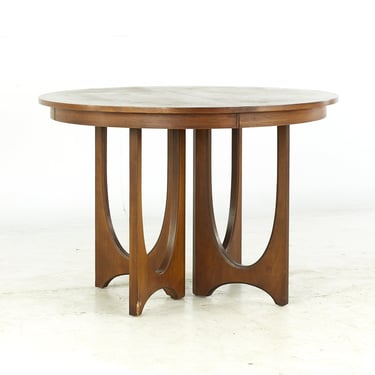 Broyhill Brasilia Mid Century Pedestal Dining Table with 3 Leaves - mcm 