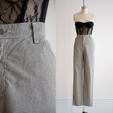 high waisted pants 90s vintage Riders black white houndstooth straight leg trousers 