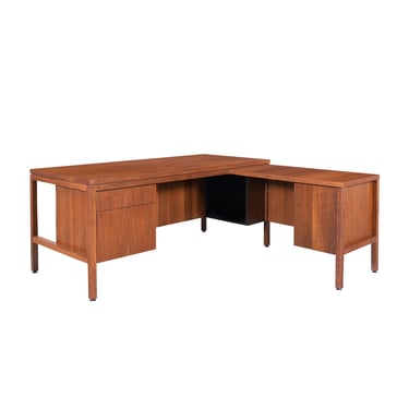 Mid-Century Modern Walnut L-Shaped Desk