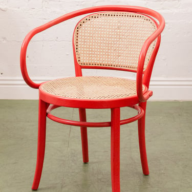 Cherry Red Bent Caned Chair