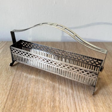 Vintage Apollo Sheffield Sugar Cube Holder #2603 | BRS Nickel Silver | Art Nouveau Filigree | Dinner Table Tray | Coffee Tea Drink Serving 