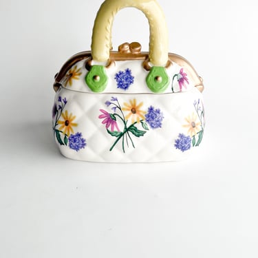 Vintage Floral Purse Cookie Jar