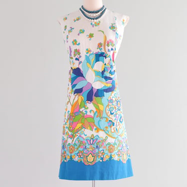 Psychedelic 1960's Flower POWER Mod Day Dress / Sz L