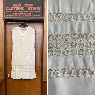 Vintage 1920's 1910’s Creme Summer Cotton Dress, Edwardian Day Dress, 1920's Day Dress, Vintage 1920's, Gatsby Lawn Party, Antique Cotton 