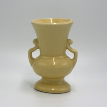 vintage yellow pottery urn vase made in USA 