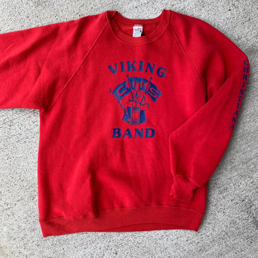 Vintage Pullover Raglan Sweatshirt / Vintage Viking School Band Raglan / Vintage High School Raglan Sweatshirt / 80s Christiana High School 