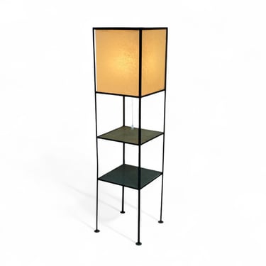 Frederic Weinberg Tall Floor Lamp with Vellum Shade and Steel Construction