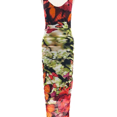 Jean Paul Gaultier Mesh Butterfly Printed Dress