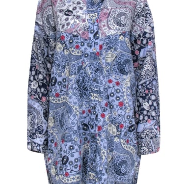 Isabel Marant Etoile - White &amp; Multi Color Print Oversized Button Front Shirt Sz 8