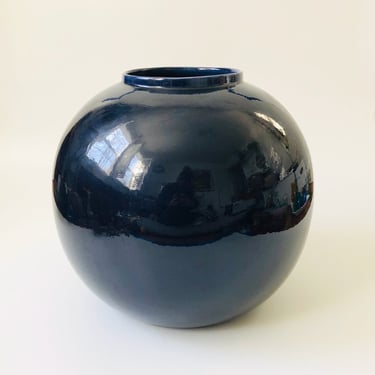 Extra Large Vintage 80s Modern Blue Sphere Vase by Jaru / Floor Vase 
