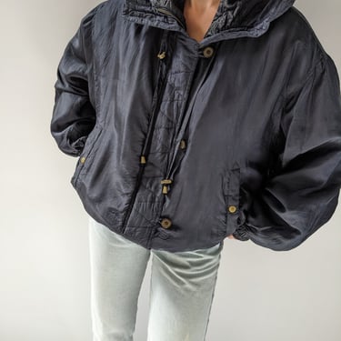 Incredible Vintage Hooded Silk Bomber Jacket