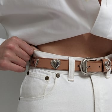 Vintage Silver Heart-Accented Belt