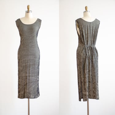 black striped dress 90s vintage beige minimalist oversized sleeveless dress 