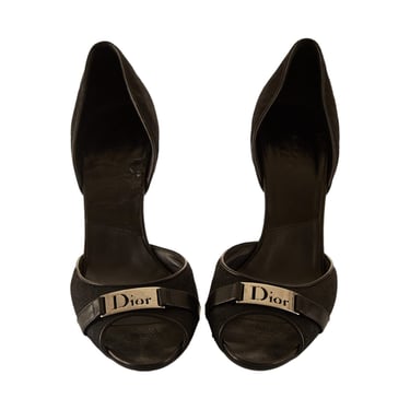 Dior Black Logo Plaque Heels