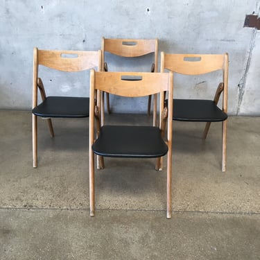 Set of Four Mid Century Dining Folding Chairs by Coronet Wonderfold