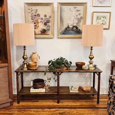 Lane Faux Bamboo + Caned XL Sofa Table