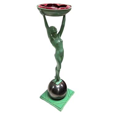 Frankart Standing Nude on Ball Art Deco Sculptural Smoke Stand Model T330 