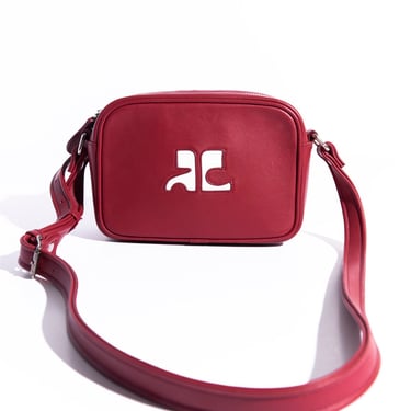 COURREGES Red Leather Box Bag